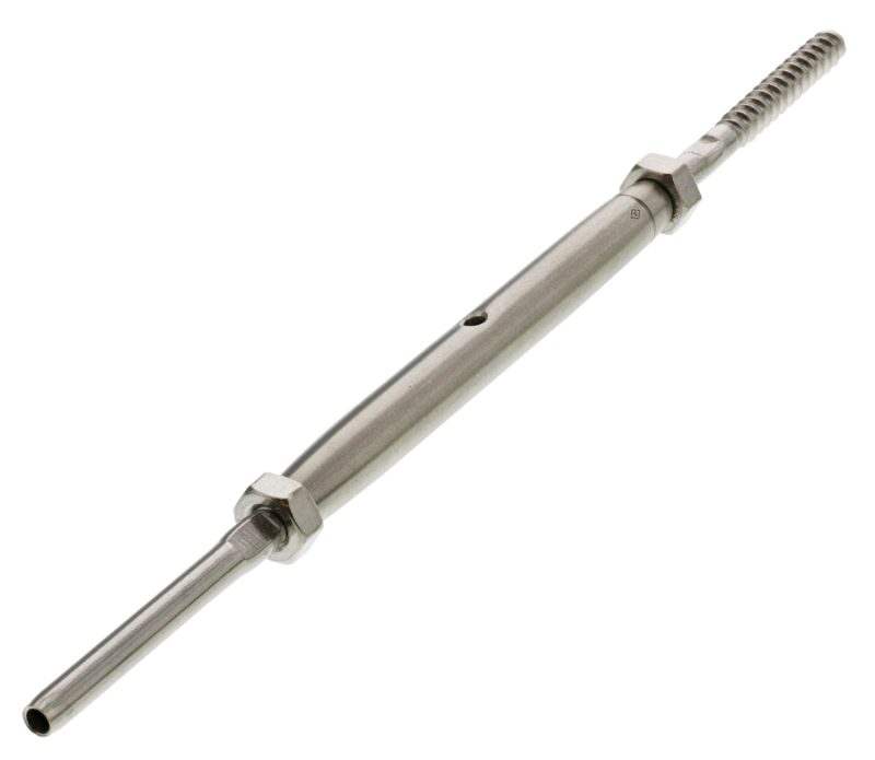 1/4" x 3-1/4" S.S., Lag x Hand Swage Turnbuckle for 1/8" Cable#Size_1/8"