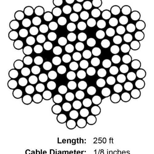 one eighth x 250 foot galvanized cable specification diagram