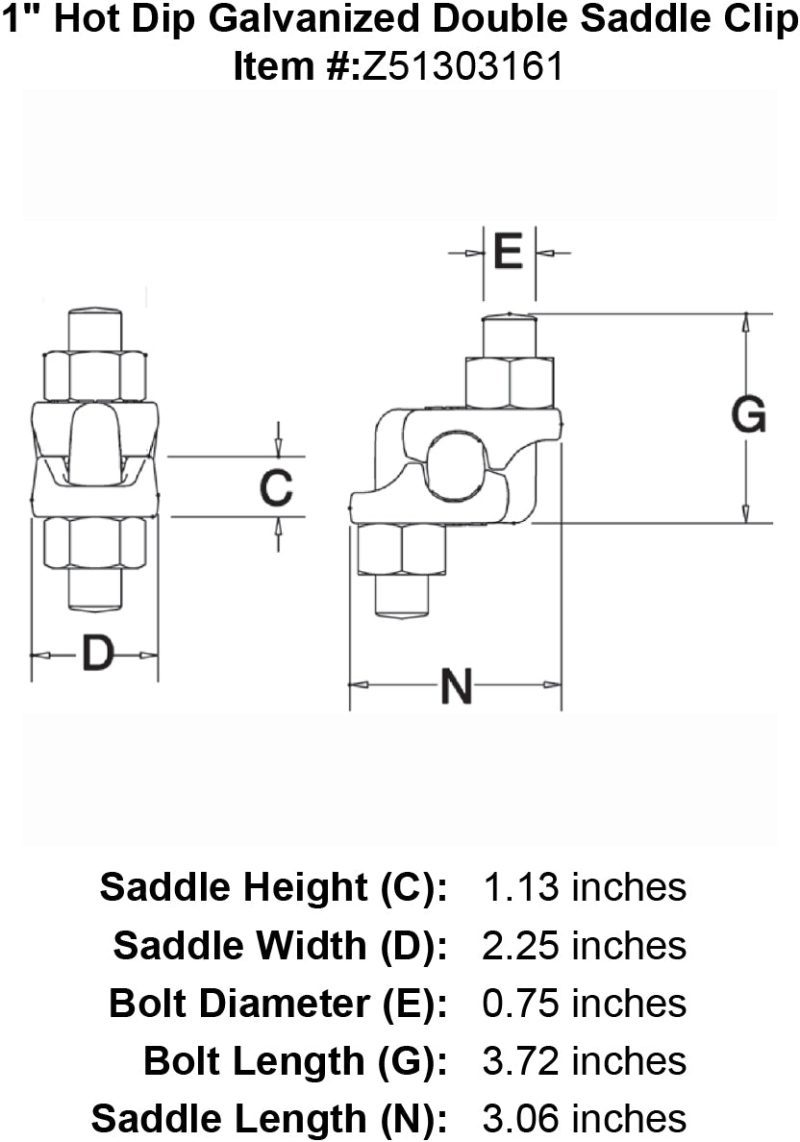 one inch hot dip galvanized double saddle clip specification diagram 4f56a2dc 93ad 4c6d 9b1b ad9cab7ac73d