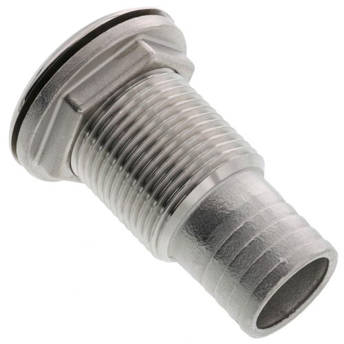 one inch stainless steel low profile thru hull fitting hose connection