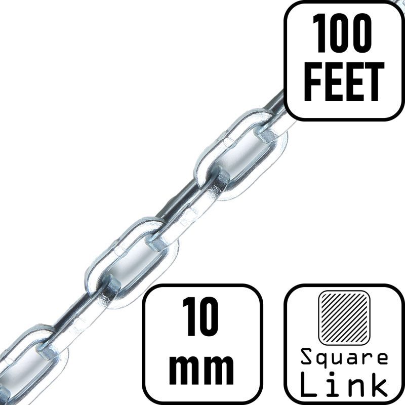 pewag replacement chain 100ft 10mm square link