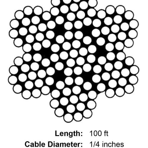 quarter X 100 foot Galvanized Cable specification diagram