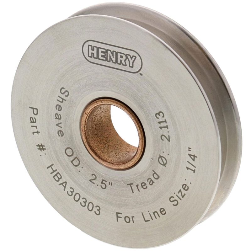 1/4" Cable x 2.5" Diameter Henry Block Stainless Steel Sheave with Self-Lubricated Bronze Bushing#Size_1/4"