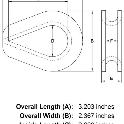 seven sixteenth inch Wire Rope Thimble specification diagram