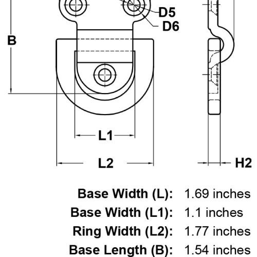 stainless steel one way folding pad eye diagram