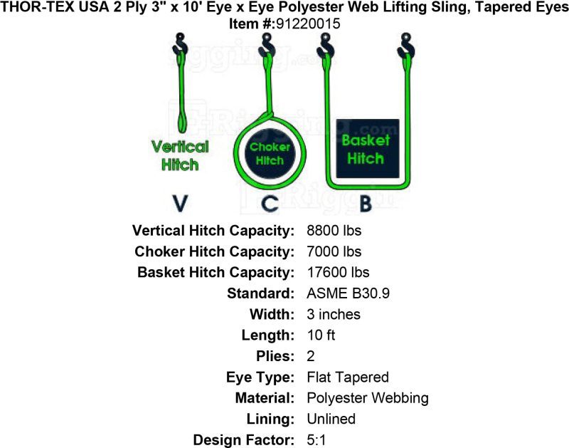 thor tex usa 2 ply 3 10 eye eye sling tapered eyes specification diagram c4b8f681 2103 48ca 8a2f a74270b2bf98