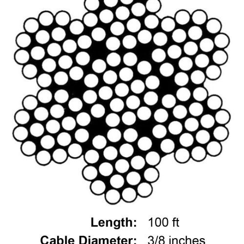 three eighths X 100 foot Galvanized Cable specification diagram