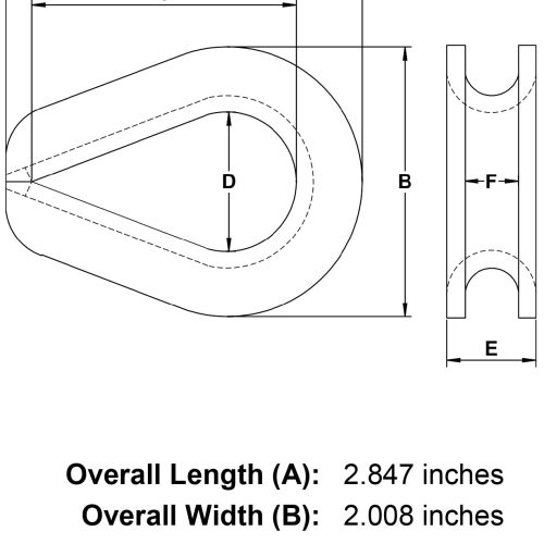 three eighths inch Wire Rope Thimble specification diagram