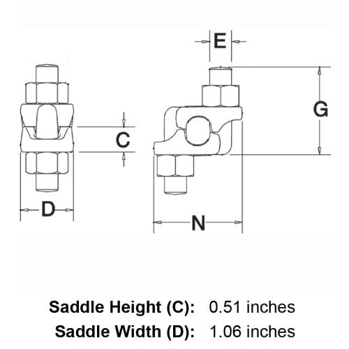 three eighths inch hot dip galvanized double saddle clip specification diagram