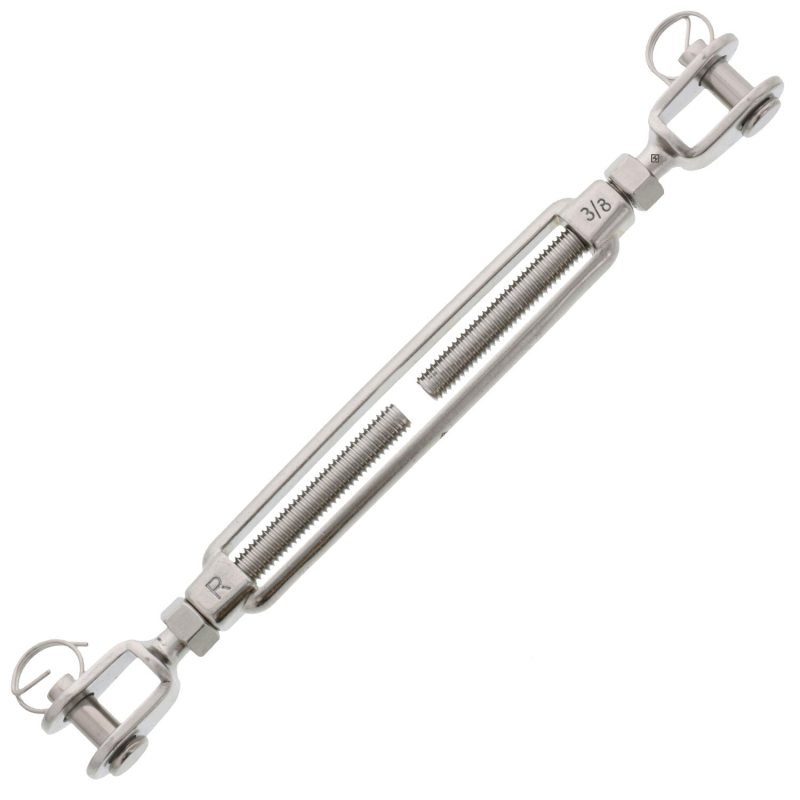 3/8" x 6" Stainless Steel Jaw x Jaw Turnbuckle, Version 1#Size_3/8" x 6"