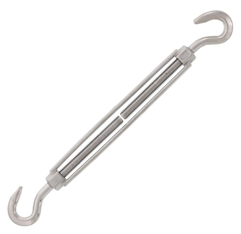 3/8" x 6" Stainless Steel Hook x Hook Turnbuckle#Size_3/8" x 6"