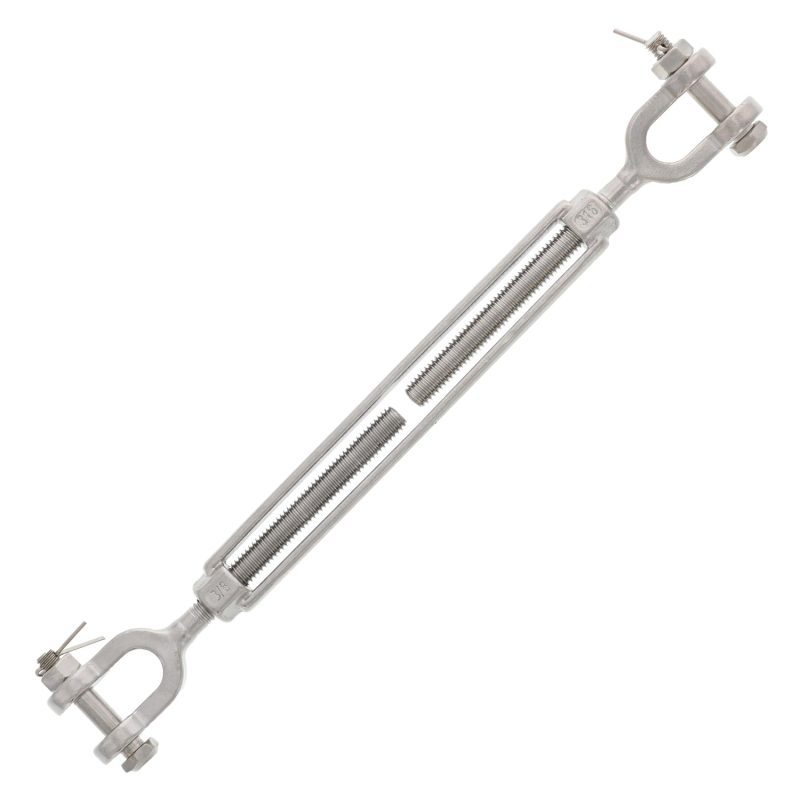 3/8" x 6" Stainless Steel Jaw x Jaw Turnbuckle#Size_3/8" x 6"