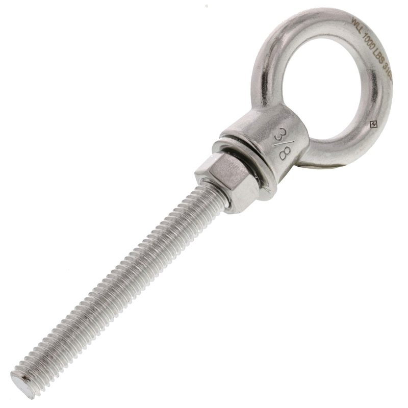 3/8" x 3-1/8" Stainless Steel Shoulder Eye Bolt#Size_3/8" x 3-3/16"