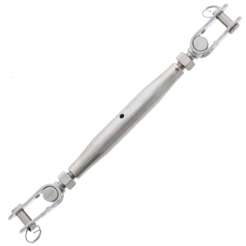 3/8" x 4-3/4" Stainless Steel Pipe Style Toggle Jaw x Jaw Turnbuckle#Size_3/8" x 4-3/4"