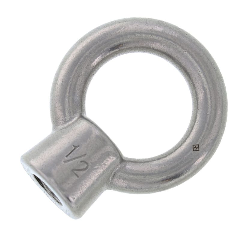 3/8" Stainless Steel Eye Nut with 1/2"-13 UNC Tap#Size_3/8" Thickness (1/2"-13 UNC Tap)