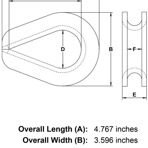 three quarter inch Wire Rope Thimble specification diagram