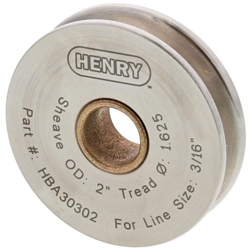 3/16" Cable x 2" Diameter Henry Block Stainless Steel Sheave with Self-Lubricated Bronze Bushing#Size_3/16"