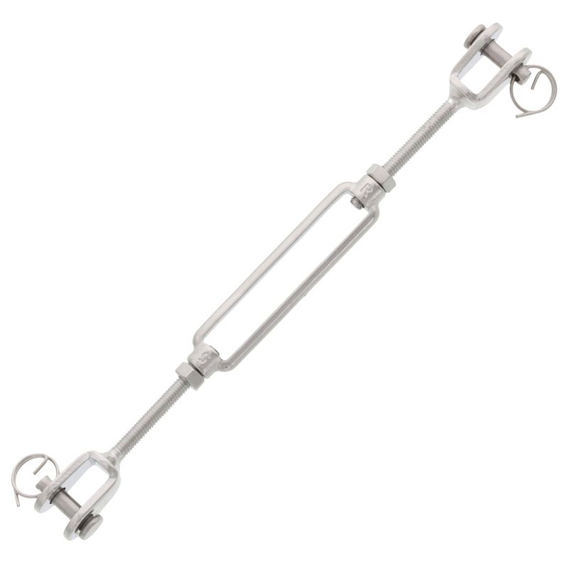 three sixteenth inch stainless steel jaw x jaw turnbuckle alt