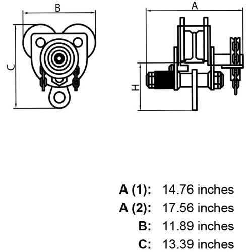 tyler five ton geared trolley specification diagram