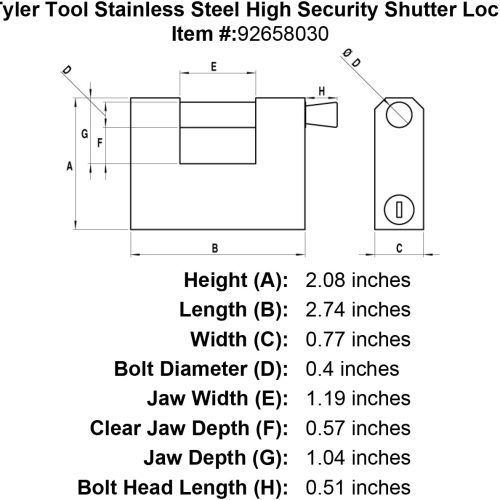 tyler tool security chain lock specification diagram